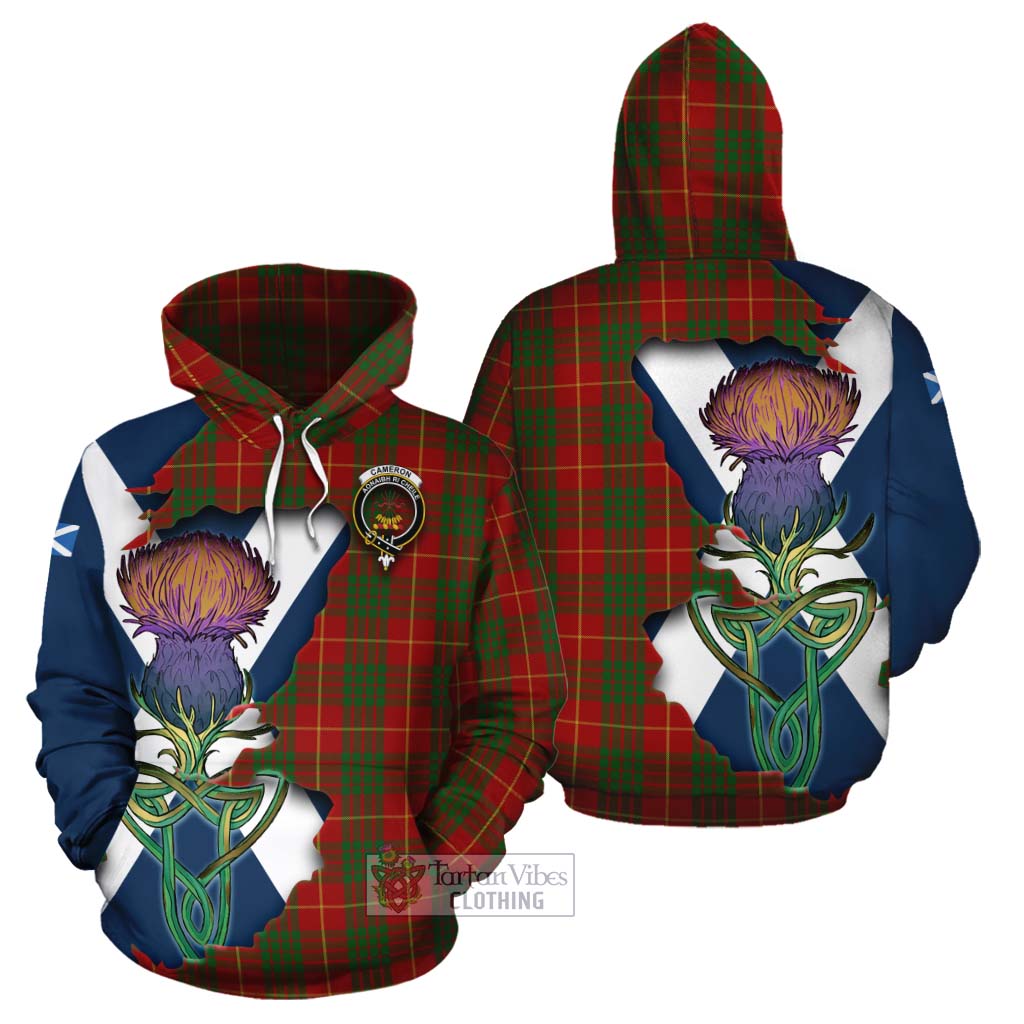 Tartan Vibes Clothing Cameron Tartan Family Crest Cotton Hoodie Scottish Thistle Celtic Inspired