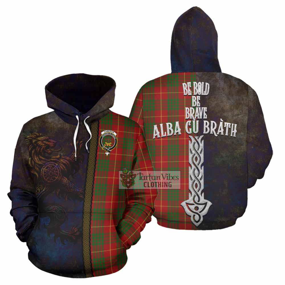 Tartan Vibes Clothing Cameron Tartan Family Crest Hoodie Alba Gu Brath Be Brave Lion Ancient Style