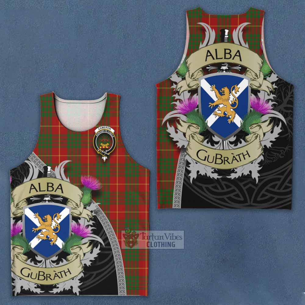 Tartan Vibes Clothing Cameron Tartan Family Crest Men's Tank Top Lion Rampant Royal Thistle Shield Celtic Inspired