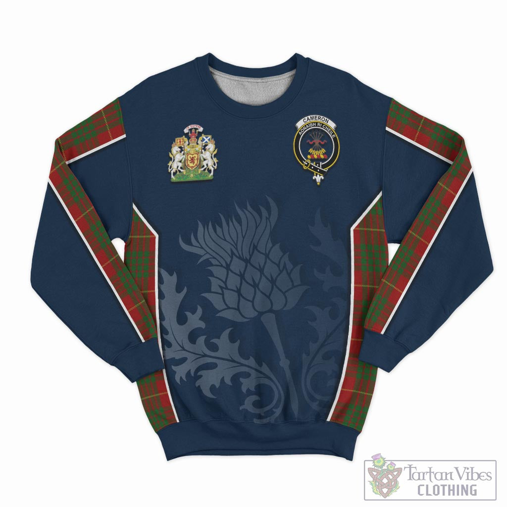 Tartan Vibes Clothing Cameron Tartan Sweatshirt with Family Crest and Scottish Thistle Vibes Sport Style
