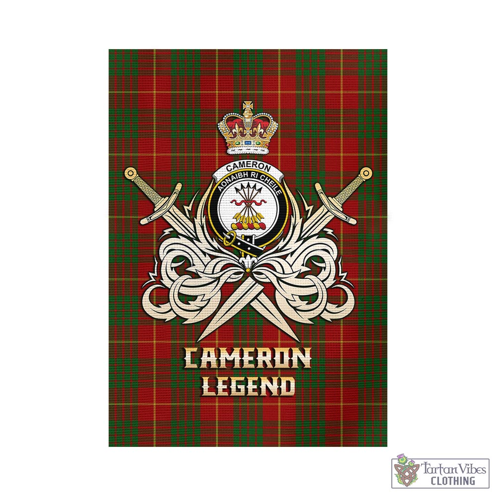 Tartan Vibes Clothing Cameron Tartan Flag with Clan Crest and the Golden Sword of Courageous Legacy