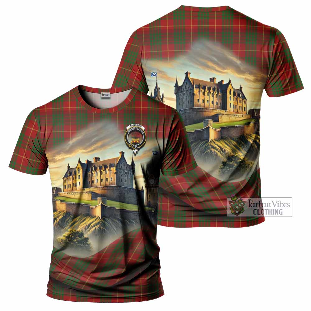Tartan Vibes Clothing Cameron Tartan Family Crest T-Shirt with Scottish Ancient Castle Stype