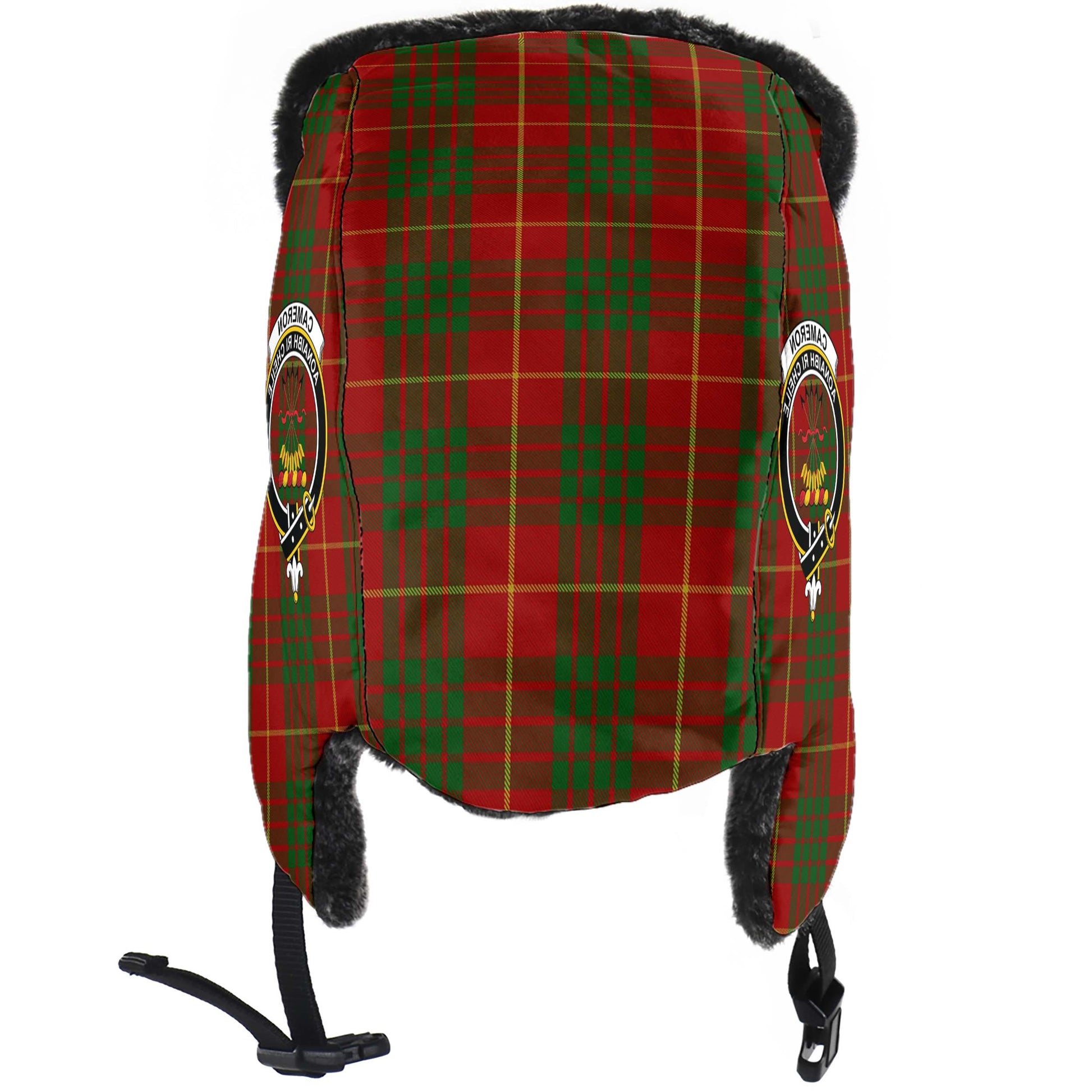 Cameron Tartan Winter Trapper Hat with Family Crest - Tartanvibesclothing