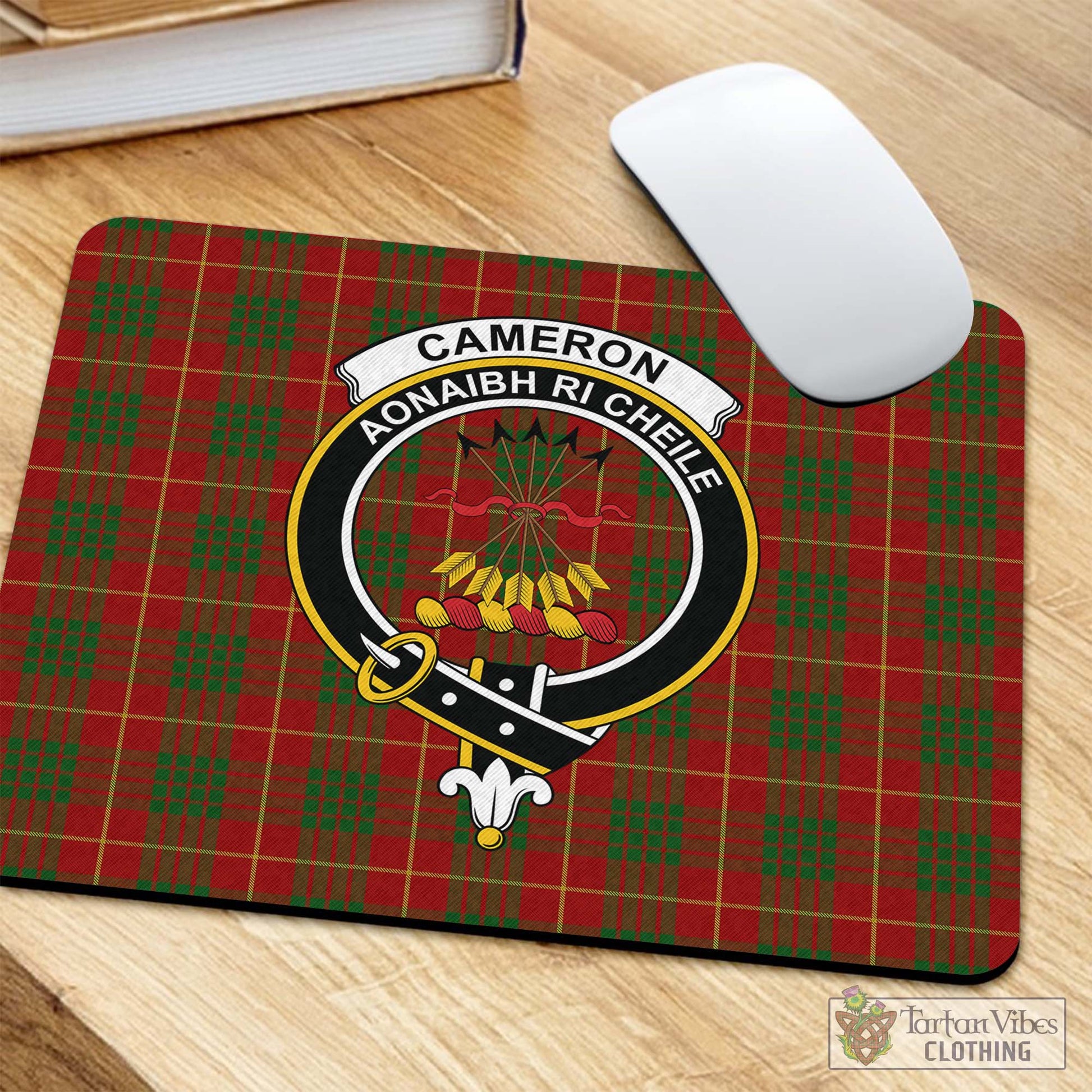 Tartan Vibes Clothing Cameron Tartan Mouse Pad with Family Crest
