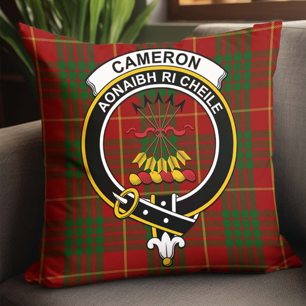 Cameron Tartan Pillow Cover with Family Crest - Tartanvibesclothing