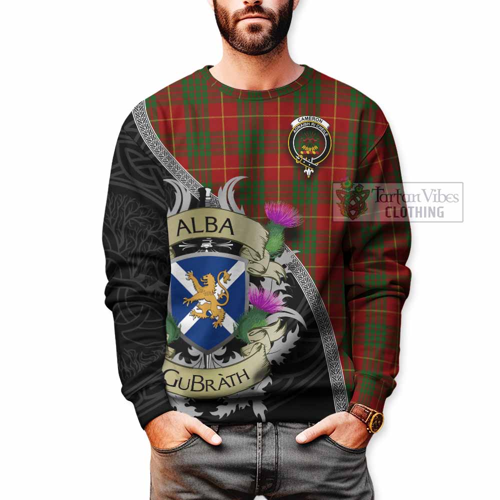 Tartan Vibes Clothing Cameron Tartan Family Crest Sweatshirt Lion Rampant Royal Thistle Shield Celtic Inspired
