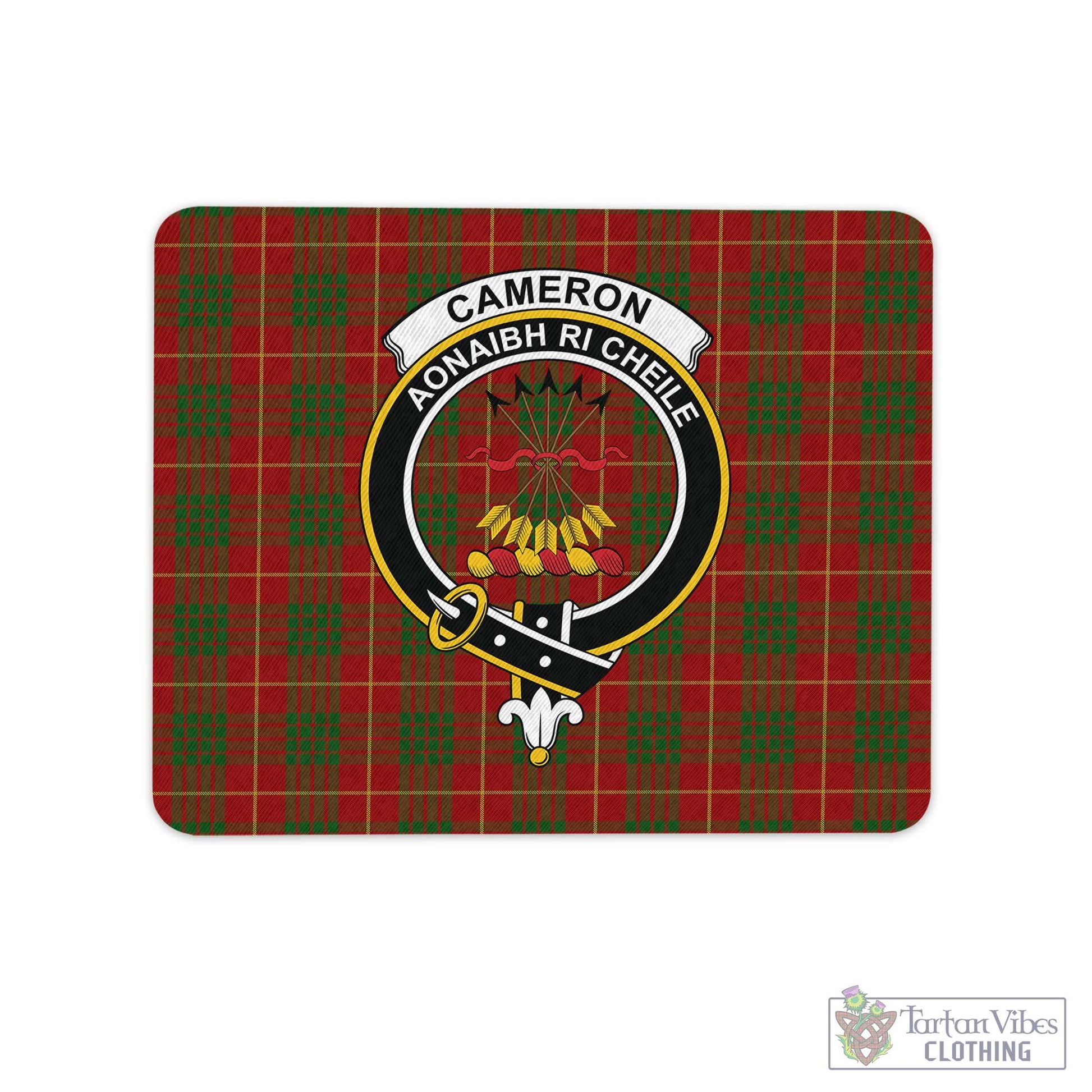 Tartan Vibes Clothing Cameron Tartan Mouse Pad with Family Crest