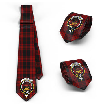 Cameron Black and Red Tartan Classic Necktie with Family Crest