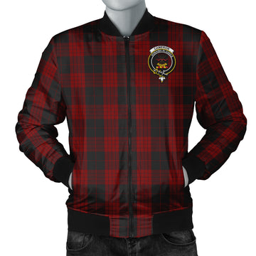 Cameron Black and Red Tartan Bomber Jacket with Family Crest