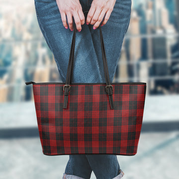 Cameron Black and Red Tartan Leather Tote Bag