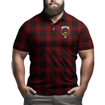 Cameron Black and Red Tartan Men's Polo Shirt with Family Crest