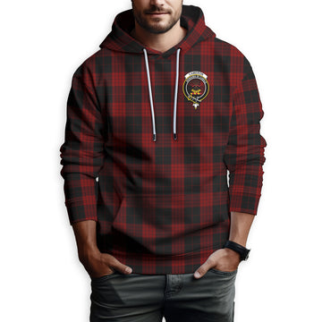 Cameron Black and Red Tartan Hoodie with Family Crest