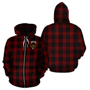 Cameron Black and Red Tartan Hoodie with Family Crest