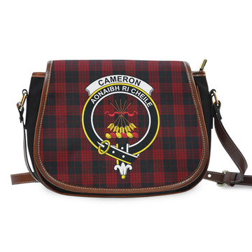 Cameron Black and Red Tartan Saddle Bag with Family Crest