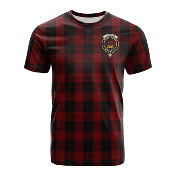 Cameron Black and Red Tartan T-Shirt with Family Crest