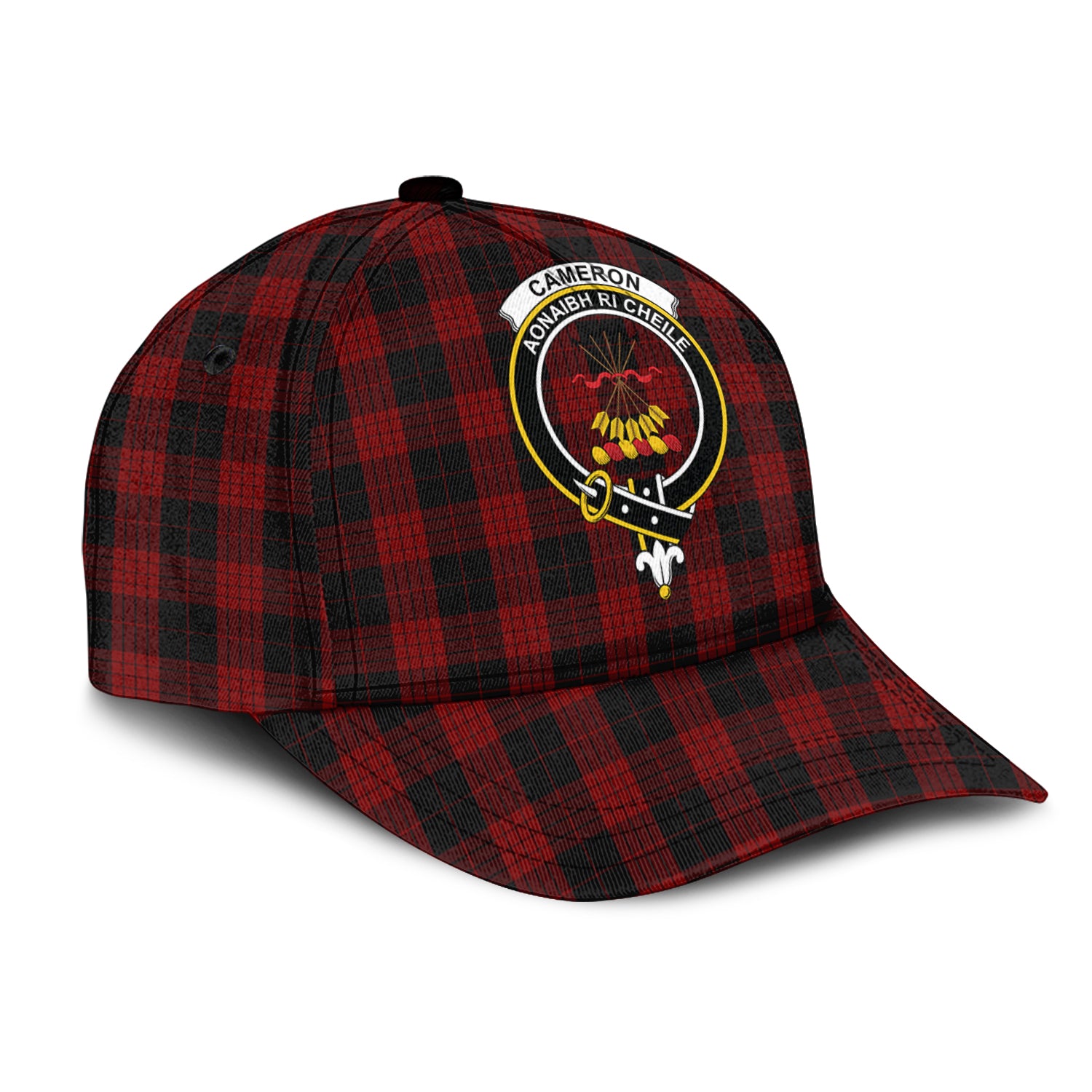 cameron-black-and-red-tartan-classic-cap-with-family-crest