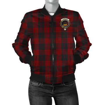 Cameron Black and Red Tartan Bomber Jacket with Family Crest