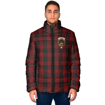 Cameron Black and Red Tartan Padded Jacket with Family Crest