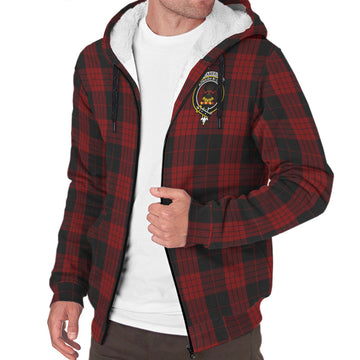 Cameron Black and Red Tartan Sherpa Hoodie with Family Crest