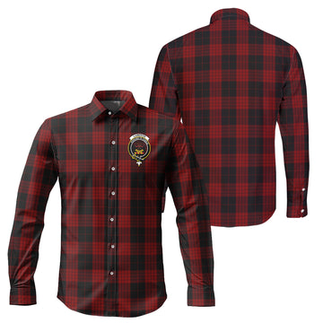 Cameron Black and Red Tartan Long Sleeve Button Up Shirt with Family Crest
