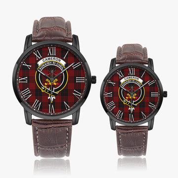 Cameron Black and Red Tartan Family Crest Leather Strap Quartz Watch
