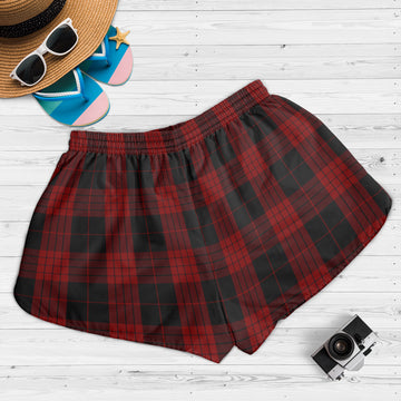 Cameron Black and Red Tartan Womens Shorts with Family Crest