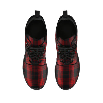 Cameron Black and Red Tartan Leather Boots