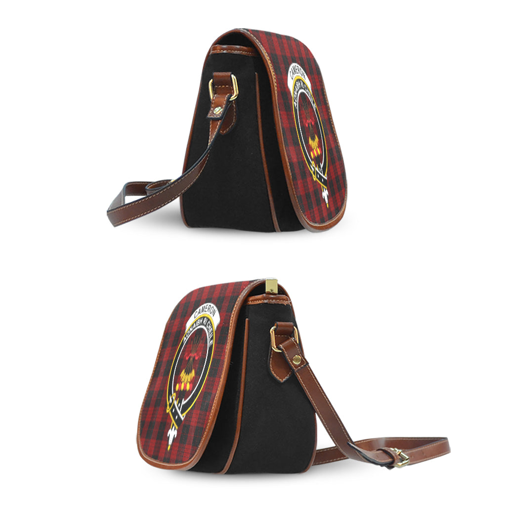 cameron-black-and-red-tartan-saddle-bag-with-family-crest