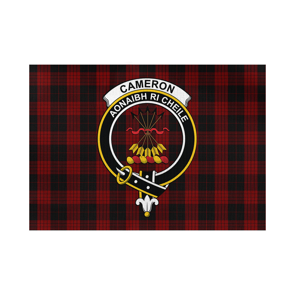 cameron-black-and-red-tartan-flag-with-family-crest