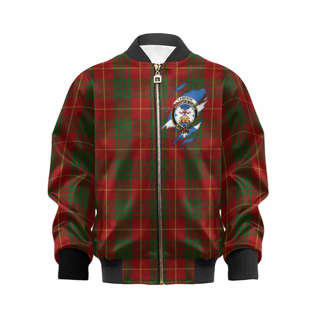 Cameron Clan Crest In Me Tartan Kid Bomber Jacket Scotland Flag Style