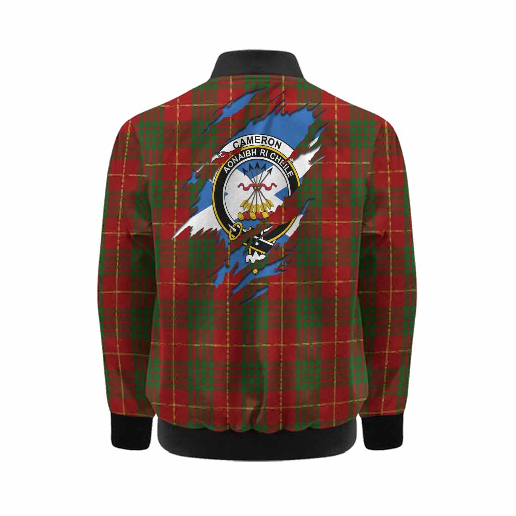 Cameron Clan Crest In Me Tartan Kid Bomber Jacket Scotland Flag Style