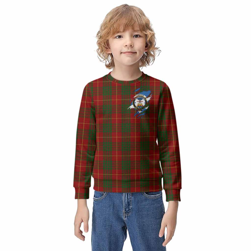 Cameron Clan Crest In Me Tartan Kid Knitted Sweatshirt Scotland Flag Style