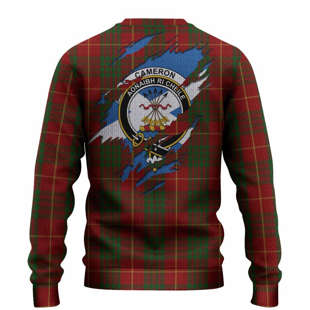 Cameron Clan Crest In Me Tartan Knitted Sweater Scotland Flag Style