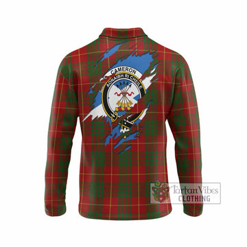 Cameron Clan Crest In Me Tartan Long Sleeve Polo Shirt Scotland Flag Style