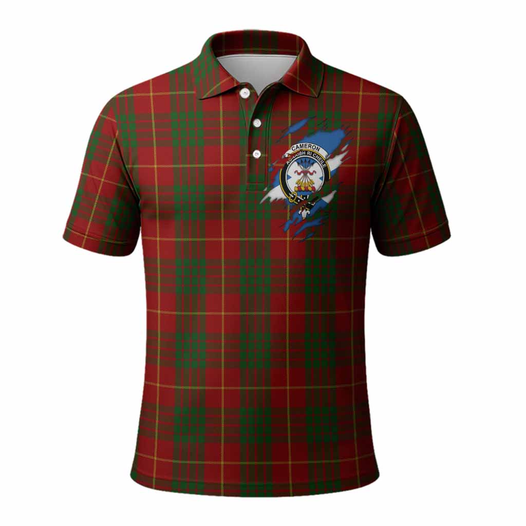 Cameron Clan Crest In Me Tartan Polo Shirt Scotland Flag Style