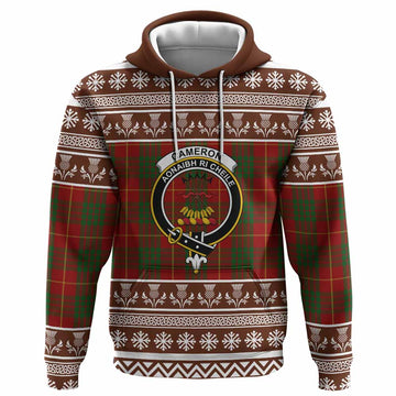 Cameron Clan Tartan Christmas Hoodie with Family Crest