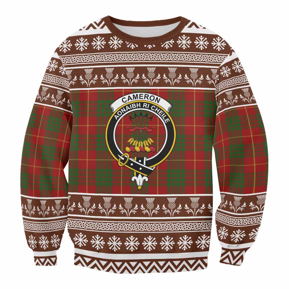 Cameron Clan Tartan Christmas Sweatshirt with Family Crest - Tartan Vibes Clothing