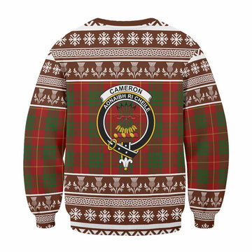 Cameron Clan Tartan Christmas Sweatshirt with Family Crest