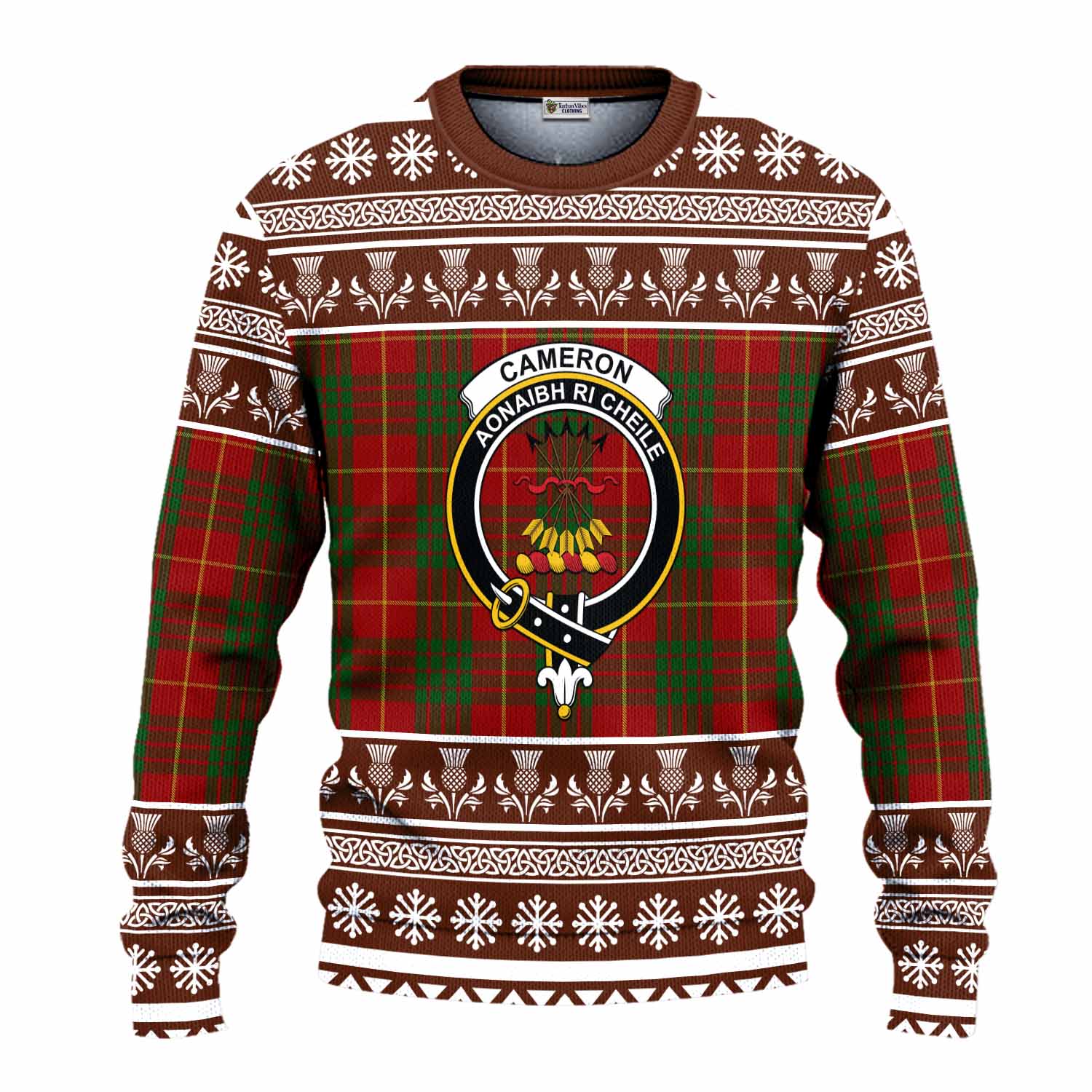 Cameron Clan Tartan Christmas Ugly Sweater with Family Crest - Tartan Vibes Clothing