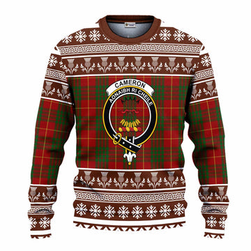 Cameron Clan Tartan Christmas Ugly Sweater with Family Crest