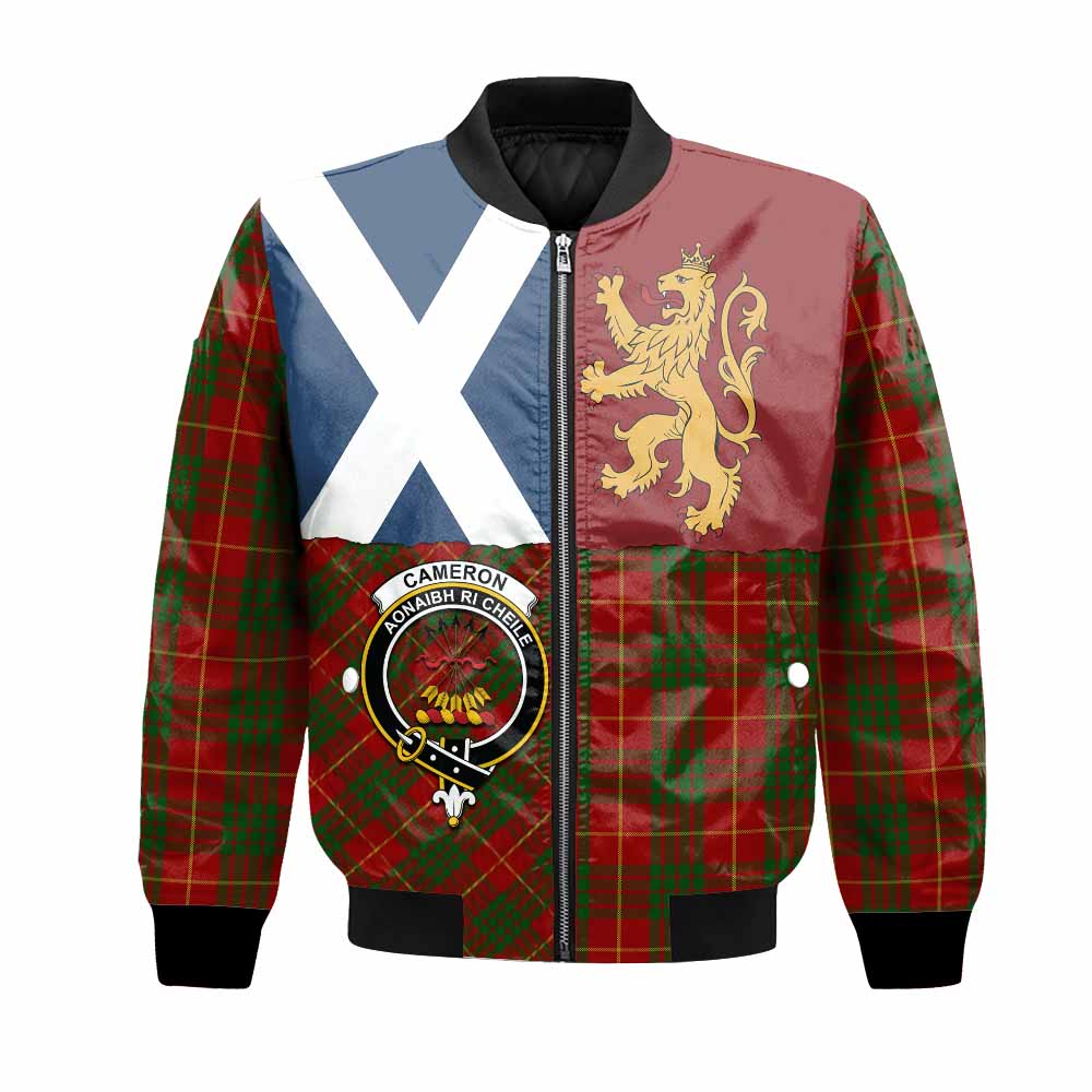 Cameron Crest Tartan Bomber Jacket with Lion Rampant Saltire Style