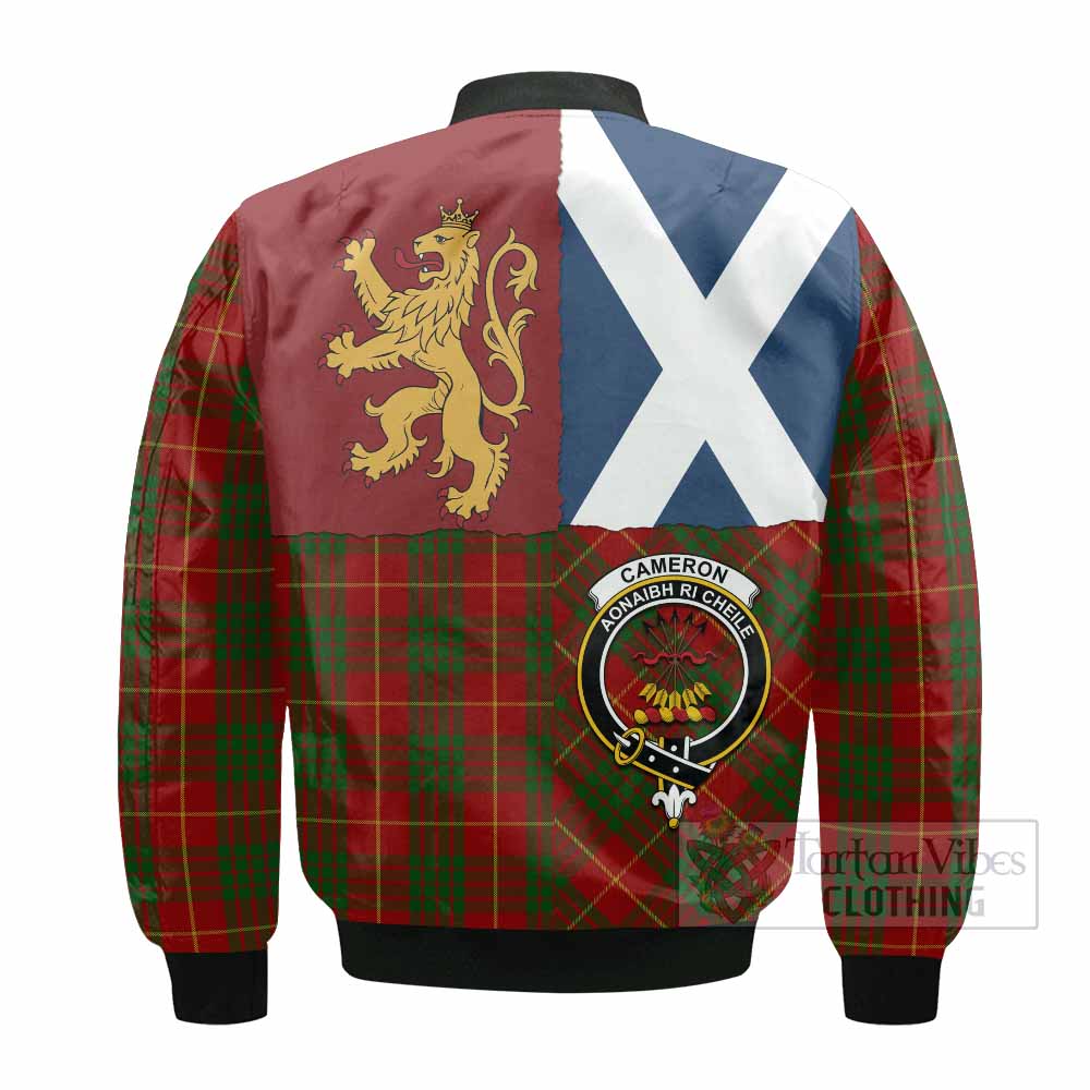 Cameron Crest Tartan Bomber Jacket with Lion Rampant Saltire Style