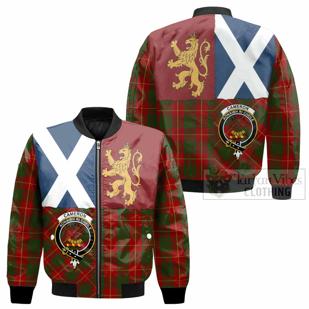 Cameron Crest Tartan Bomber Jacket with Lion Rampant Saltire Style