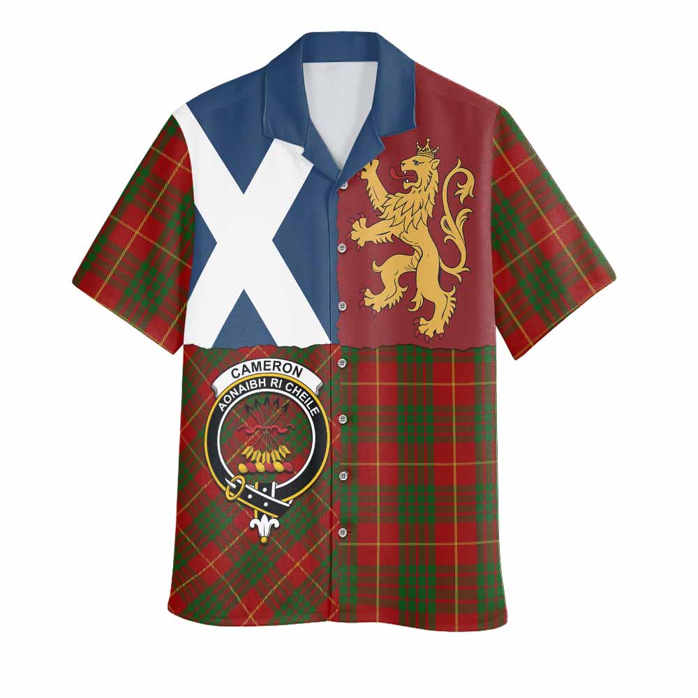 Cameron Crest Tartan Hawaiian Shirt with Lion Rampant Saltire Style