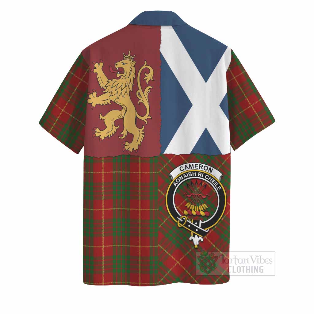 Cameron Crest Tartan Hawaiian Shirt with Lion Rampant Saltire Style