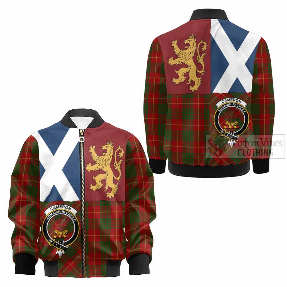 Cameron Crest Tartan Kid Bomber Jacket with Lion Rampant Saltire Style - Tartan Vibes Clothing