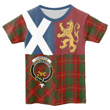 Cameron Crest Tartan Kid T-shirt with Lion Rampant Saltire Style