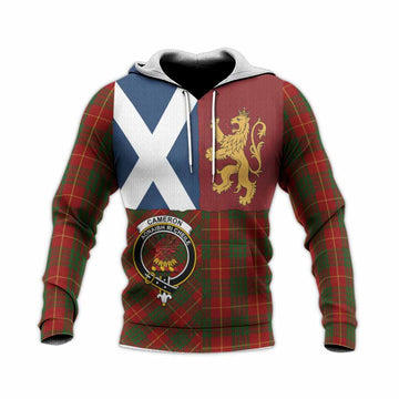Cameron Crest Tartan Knitted Hoodie with Lion Rampant Saltire Style
