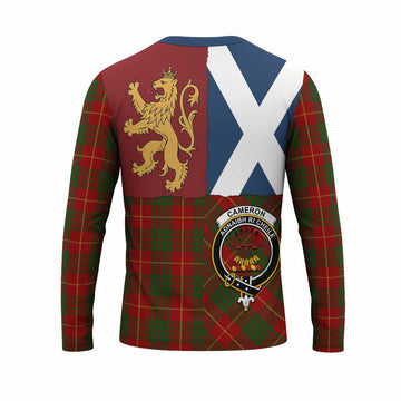 Cameron Crest Tartan Long Sleeve T-Shirt with Lion Rampant Saltire Style