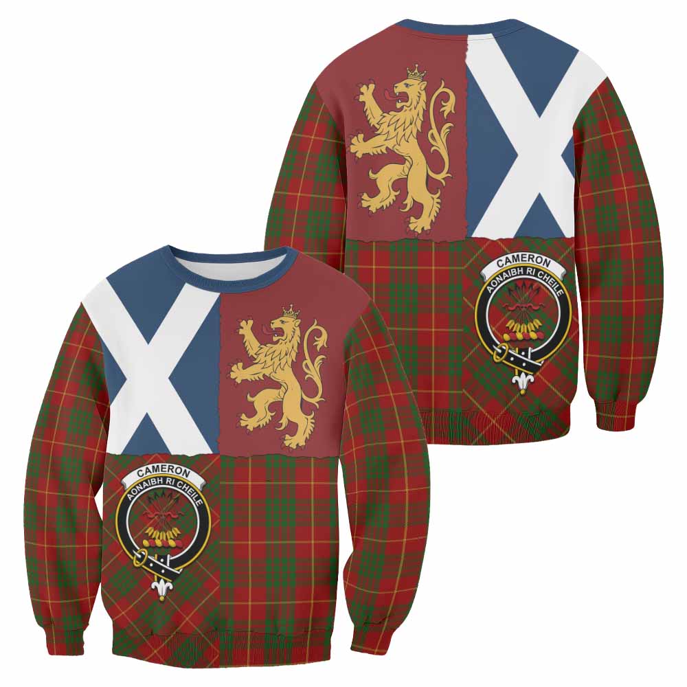 Cameron Crest Tartan Sweatshirt with Lion Rampant Saltire Style